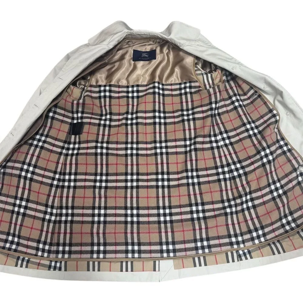 EUC Burberry Women's Beige Trench Coat Size 6 Classic Plaid Detachable Lining - Picture 5 of 16